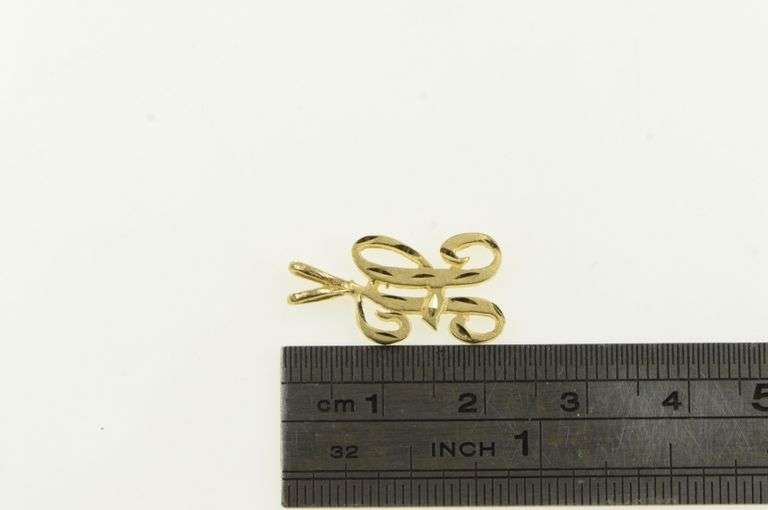 14K Yellow Gold H Monogram Name Initial Letter Classic Pendant