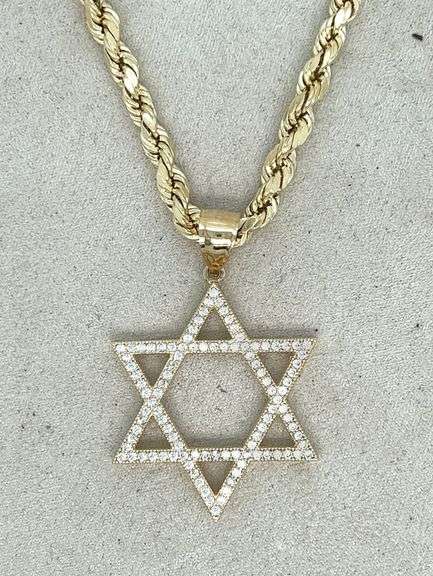 14K YELLOW GOLD SPARKLING STAR PENDANT NECKLACE