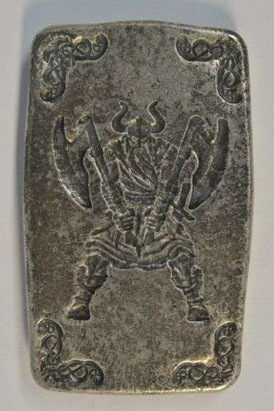 Very interesting 5 Troy Oz pure .999 fine Silver Viking Bar