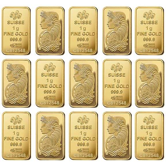15 X 1.0 GRAM PURE GOLD BAR GROUP LOT!