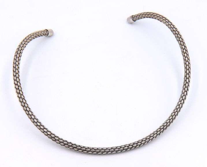 Vintage 925 Sterling Silver Braided Cuff Collar