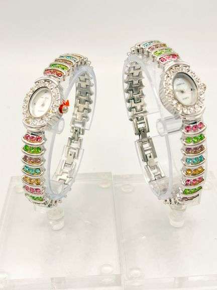 GROUP LOT OF 2X 18KT GOLD PLATED & GEMSTONE WATCHES- BRAND NEW!