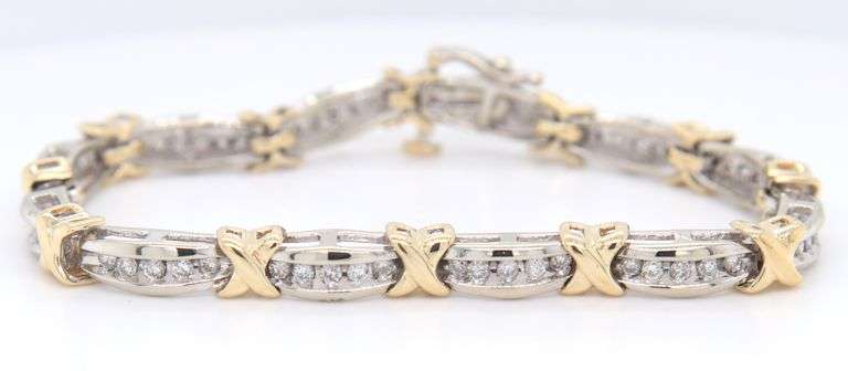 GORGEOUS DIAMOND AND SOLID GOLD X LINK TENNIS BRACELET