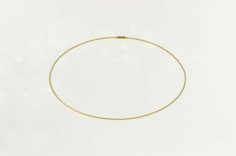 14K Yellow Gold 1.3mm Wire Link Cable Vintage Collar Necklace