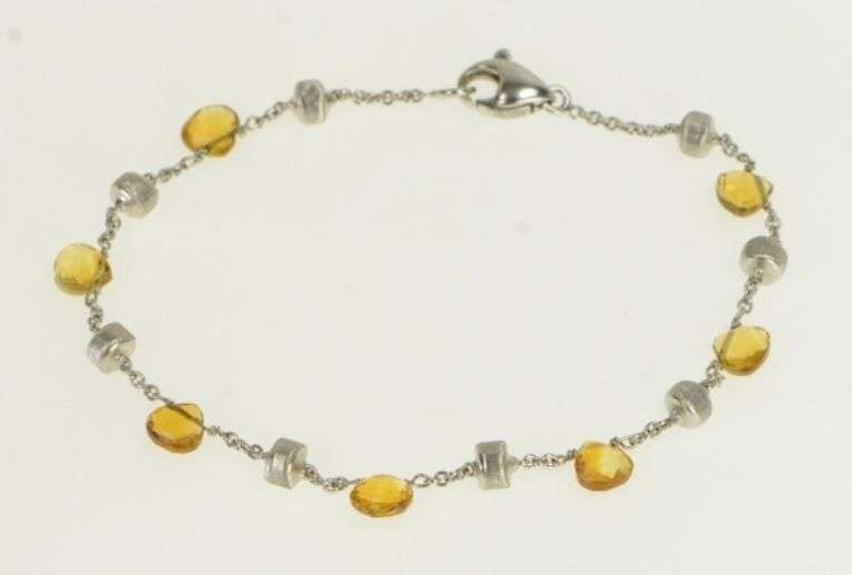 18K White Gold Marco Bicego Paradise Citrine Chain Designer Bracelet