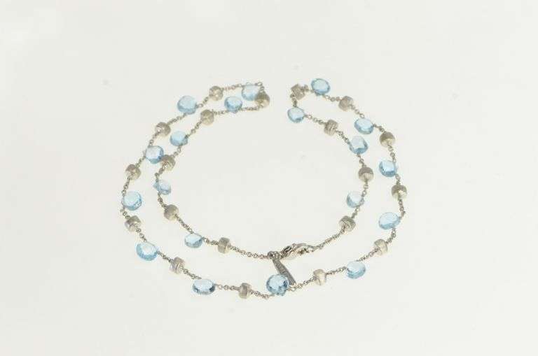 18K White Gold Marco Bicego Paradise Topaz Chain Designer Necklace