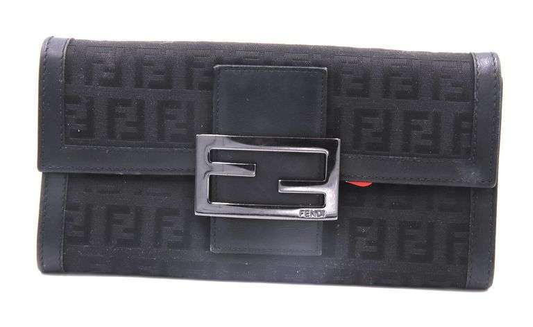 Preowned Fendi Canvas Monogram Black Wallet