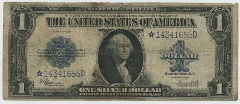 Very Scarce 1923 Series Large Size $1 Silver Cert STAR note