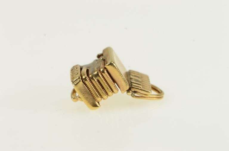 14K Yellow Gold Articulated Accordion Music Instrument Charm/Pendant