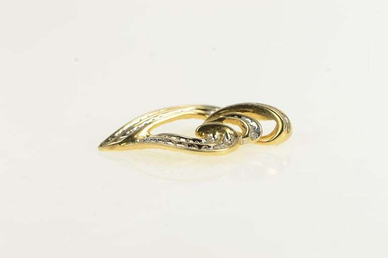 14K Yellow Gold Diamond Encrusted Classic Curvy Heart Pendant