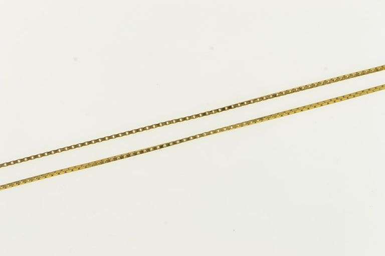 14K Yellow Gold 0.7mm Square Chain Vintage Box Link Necklace