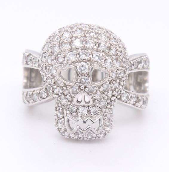 Sterling Silver CZ Skull Ring