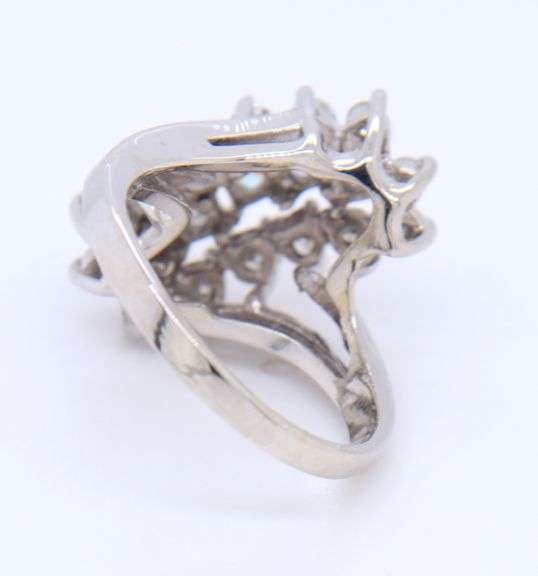 Sparkling White Gold Diamond Waterfall Ring