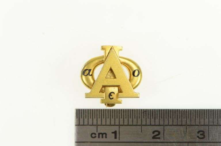 14K Yellow Gold Alpha Phi Greek Letter Fraternity Lapel Pin/Brooch