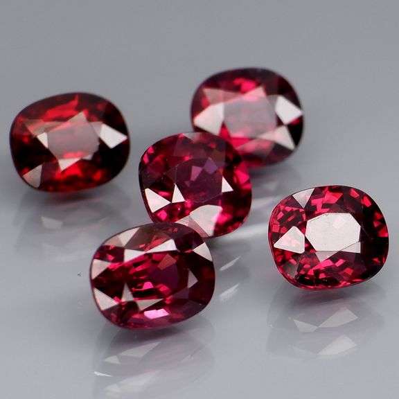 5.80ct premium cherry red Rhodolite Garnet set