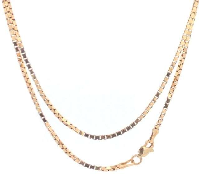 10K Yellow Gold 1.5mm Thick Box Link Classic Square Chain Necklace