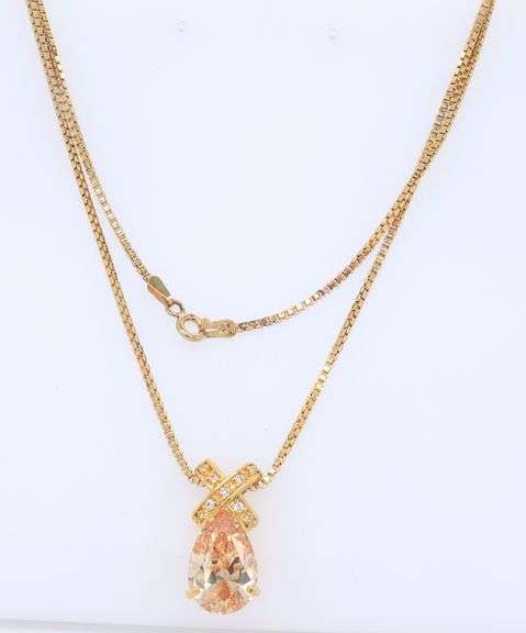 Italian 925 Sterling Silver Teardrop Pendant on Box Chain Necklace