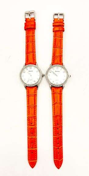 2 BRAND NEW MATCHING GENEVA WATCHES WITH GENUINE LEATHER