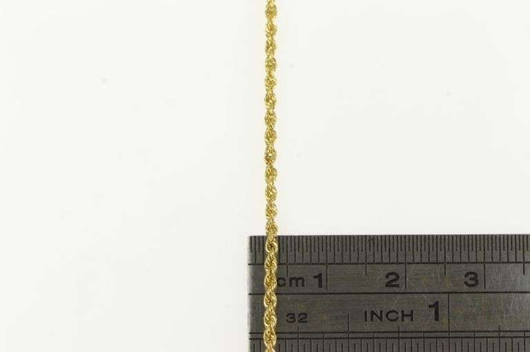 14K Yellow Gold 1.6mm Rope Rolling Link Fancy Twist Chain Necklace