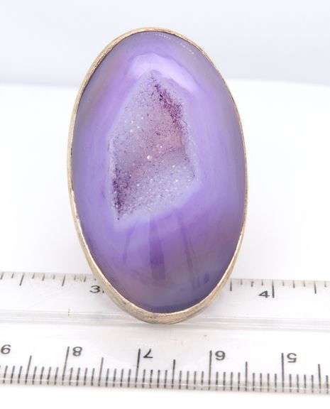 Vintage AKR Amy Kahn Russel Sterling Silver Purple Druzy Agate Ring