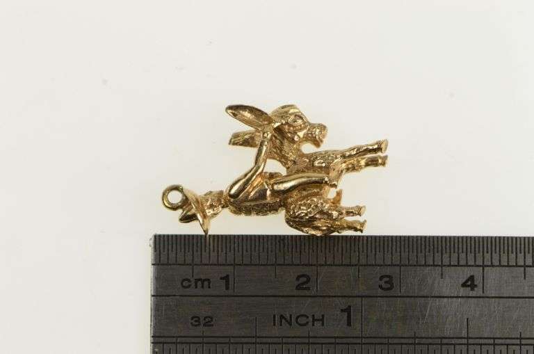 10K Yellow Gold Stylized Vintage Donkey Mule Cowboy Charm/Pendant