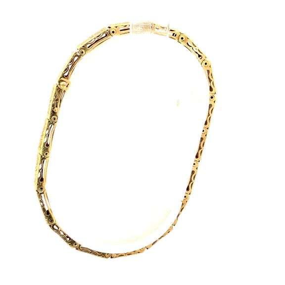 14K Yellow Gold 5.0mm Art Deco Filigree Square Box Link Bracelet
