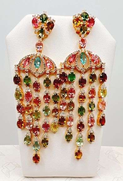 TOURMALINE AND DIAMOND CHANDELIER EARRINGS
