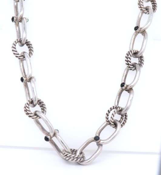 Vintage Sterling Silver Hoops and Oval Link Necklace