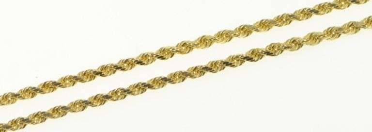 14K Yellow Gold 1.5mm Rope Link Vintage Woven Chain Necklace