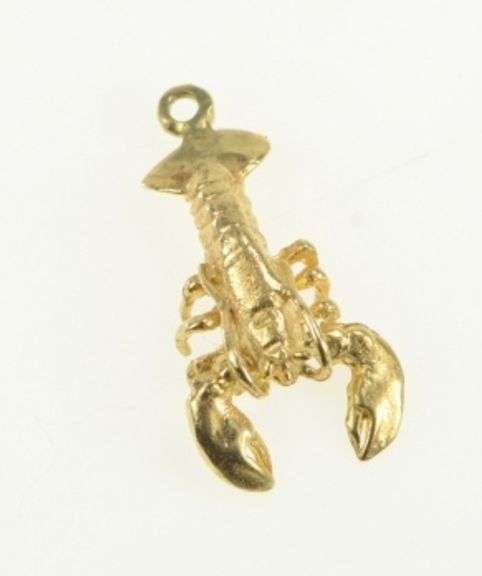 14K Yellow Gold 3D Lobster Ocean Animal Maine Souvenir Charm/Pendant