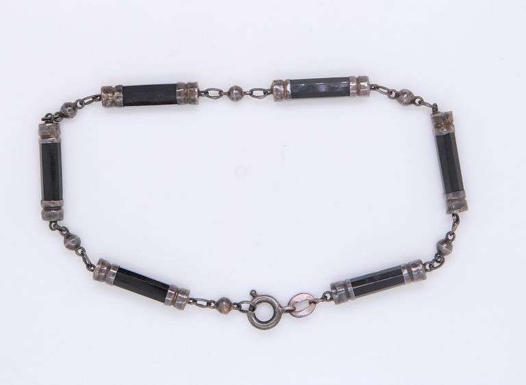 Vintage Sterling Silver Black Onyx Bracelet