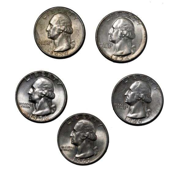 1939 1940 1941 1954 S 1956 D Slider Unc Washington Quarters