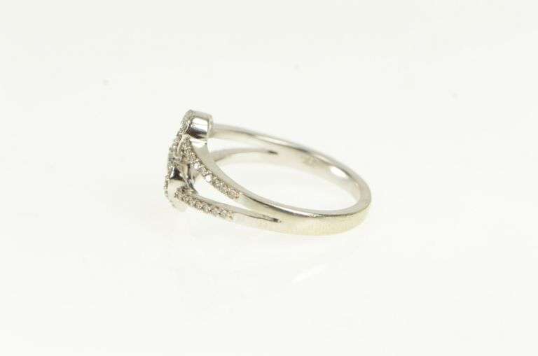 14K White Gold Diamond Encrusted Heart Love Promise Ring