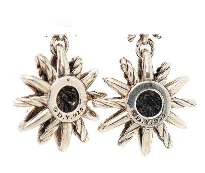 David Yurman Diamond Starburst Double Drop Earrings in Sterling