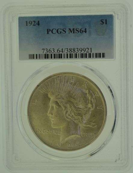 1924 $1 Peace Silver Dollar PCGS MS64