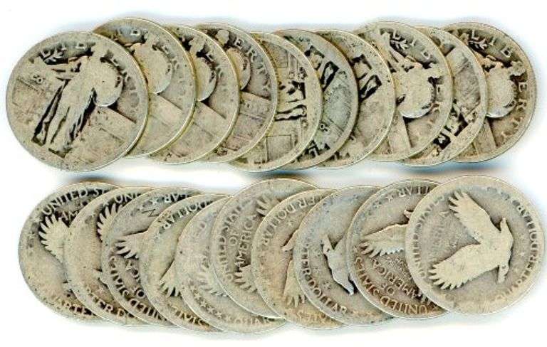 20 Dateless Standing Liberty Quarters