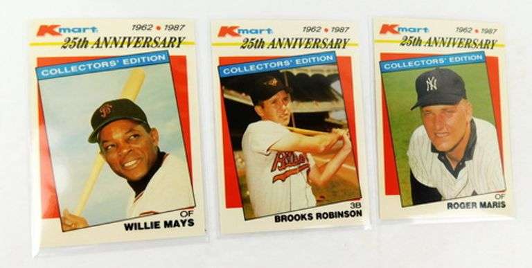 3 - 1987 Baseball Cards, Robinson, Mays, Maris
