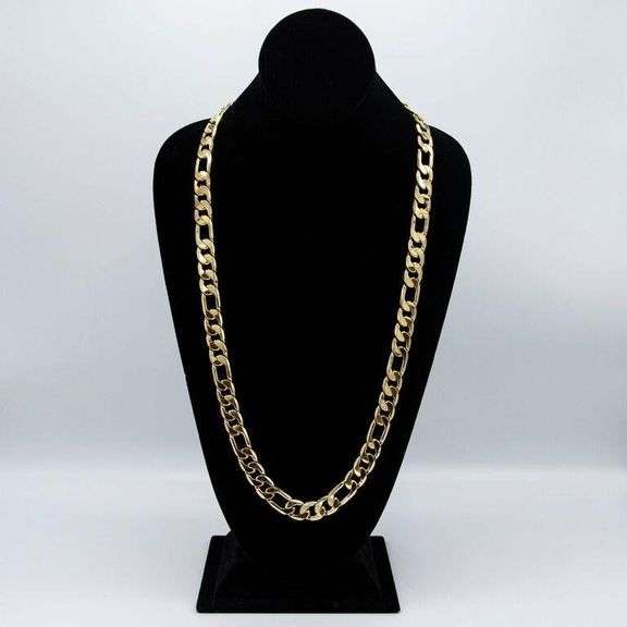 Huge 109 Gram 14Kt Gold Plate Figaro Link Necklace