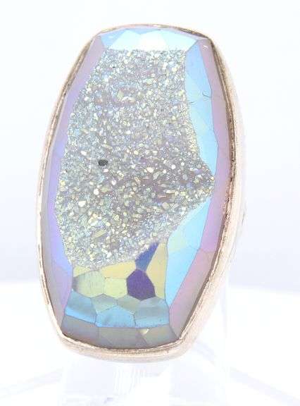 Vintage 925 Sterling Silver Druzy Ring