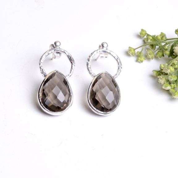 Pretty 16 Ct Lab Created Smokey Topaz Earrings