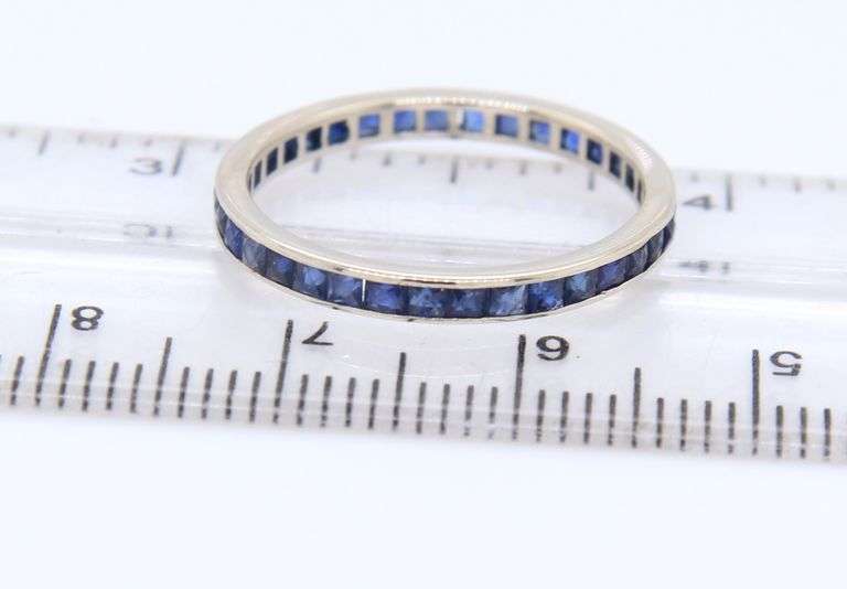 Vintage White Gold Blue Sapphire Eternity Band