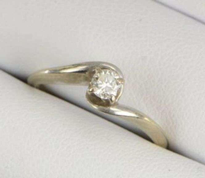 14K White Gold 0.16 Ct Diamond Solitaire Bypass Engagement Ring