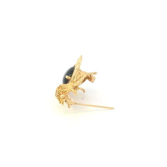 14K Yellow Gold Oval Black Onyx Honey Bumble Bee Vintage Pin/Brooch