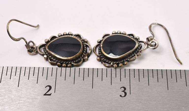 Black Onyx Dangle Earrings In Sterling Silver