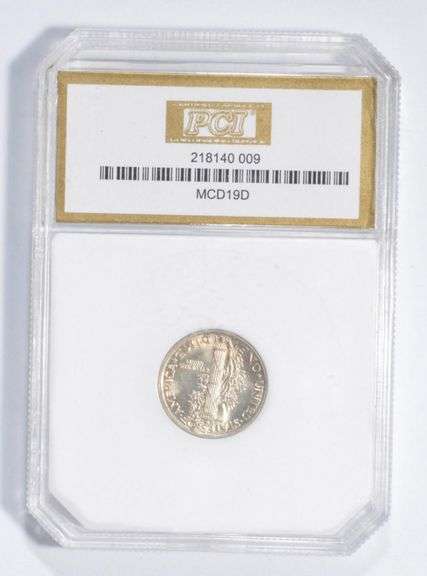 MS65 1919-D Mercury Silver Dime - Full Bands - Graded PCI
