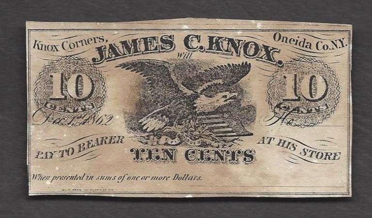 10 c=OBSOLETE=KNOX CORNERS=JAMES C KNOX=ONEIDA Co NY=EAGLE=LIKELY SPURIOUS