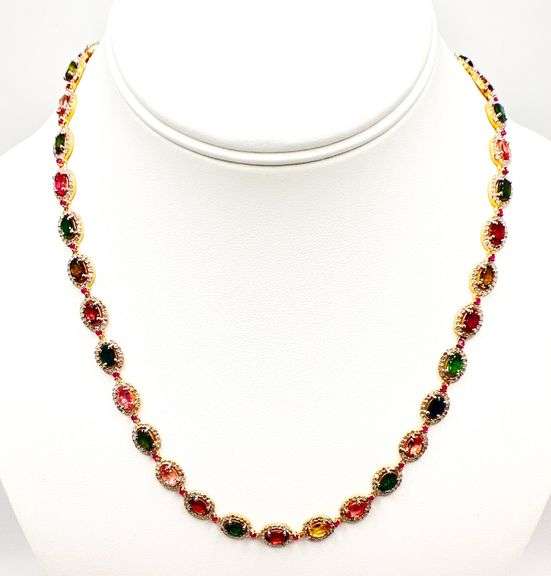 STUNNING TOURMALINE AND DIAMOND NECKLACE