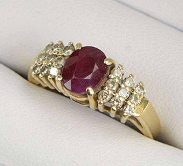 14K Yellow Gold 1.70 Ctw LeVian Ruby Diamond Engagement Ring