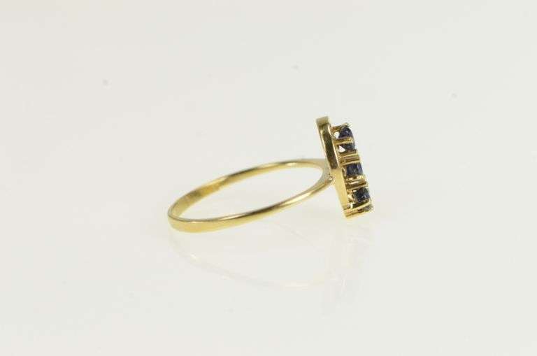 14K Yellow Gold Natural Sapphire Vintage Statement Cluster Ring