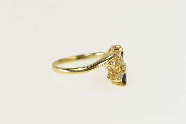 14K Yellow Gold Marquise Garnet CZ Syn. Sapphire Cluster Ring